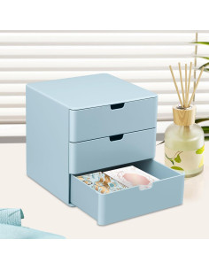 Organizador de Tocador Dalanpa 3 Cajones Azul 16.8x16.5 cm 2