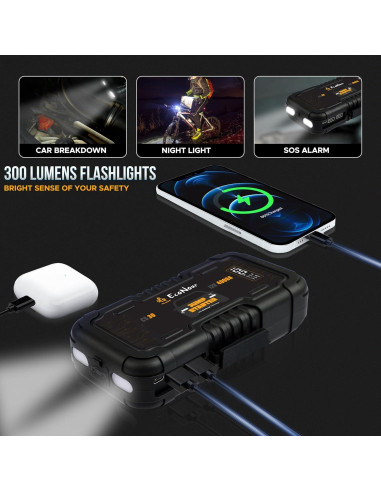 Arrancador de Batería EcoNour 4000A 25000mAh Pantalla LCD