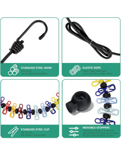 Cuerda de Ropa Portátil Retráctil Tekeviss 2.4m con Pinzas 2