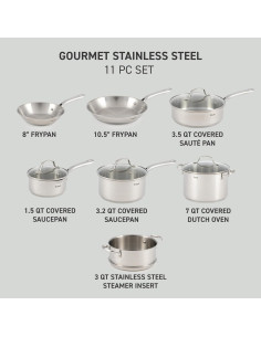 Juego de Utensilios de Cocina T-fal 11 Piezas Acero Inoxidable 2