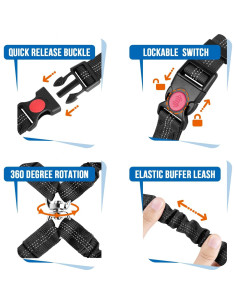 Cinturón de Seguridad para Perros Dobles Lukovee Negro 2