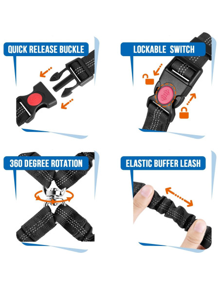 Cinturón de Seguridad para Perros Dobles Lukovee Negro