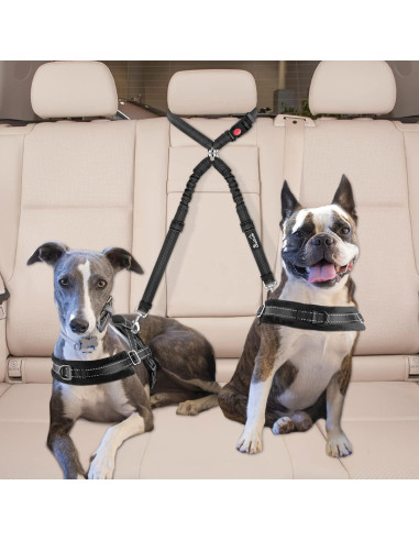 Cinturón de Seguridad para Perros Dobles Lukovee Negro