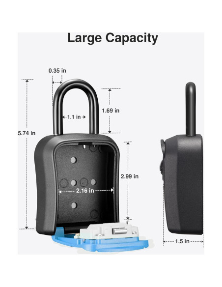 Caja de Seguridad para Llaves Puroma, Cerradura de Código, Azul