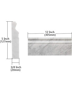 Moldura de Zócalo de Mármol Blanco Carrara 305x127mm 4 Pcs 2