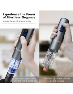Abridor de Vino Eléctrico Flauno 6 en 1 Recargable Negro 2