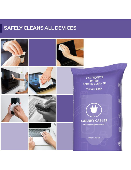 Toallitas Limpiadoras de Pantallas Swanky Cables - 30 Unidades