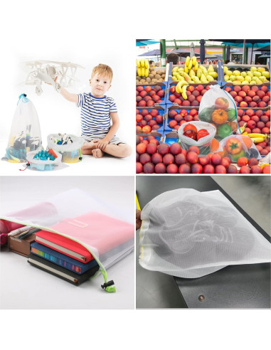 8 Bolsas de Malla Reutilizables JSVSLTD Azules Grandes 30.48x43.18cm