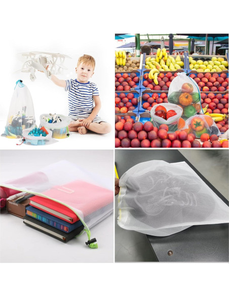 8 Bolsas de Malla Reutilizables JSVSLTD Azules Grandes 30.48x43.18cm