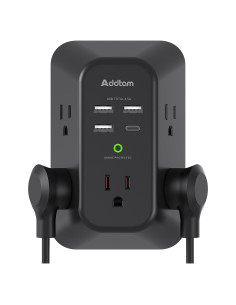 Extensor de Enchufe Addtam 5 Salidas 4 USB 1800J Protector