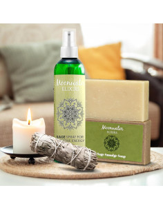 Kit de Limpieza Espiritual Moonwater Elixirs - Salvia Blanca, Spray y Jabón 2