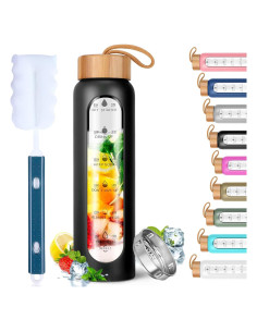 Botella de Agua de Vidrio Aqulea 720 ml con Infusor y Manga