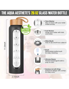 Botella de Agua de Vidrio Aqulea 720 ml con Infusor y Manga 2