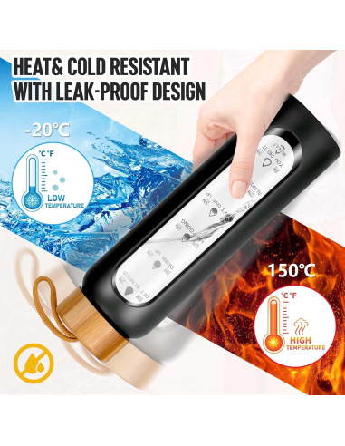 Botella de Agua de Vidrio Aqulea 720 ml con Infusor y Manga