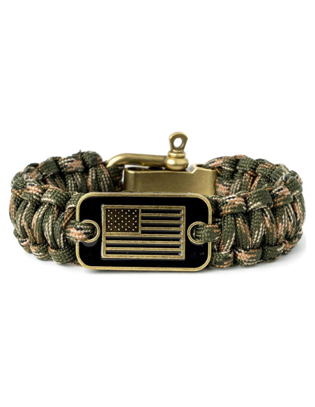 Pulsera Táctica de Supervivencia iHeartDogs Verde Camo 19.05 cm