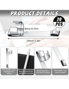 Clips de Metal Zonon para Lápiz y Bolígrafo - 20 Piezas 2