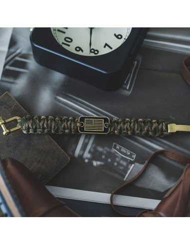 Pulsera Táctica de Supervivencia iHeartDogs Verde Camo 19.05 cm