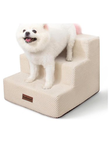 Escalera para Mascotas Antideslizante Aodisman 3 Pasos Beige 34.5 cm