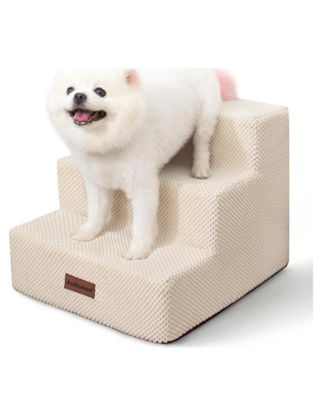 Escalera para Mascotas Antideslizante Aodisman 3 Pasos Beige 34.5 cm