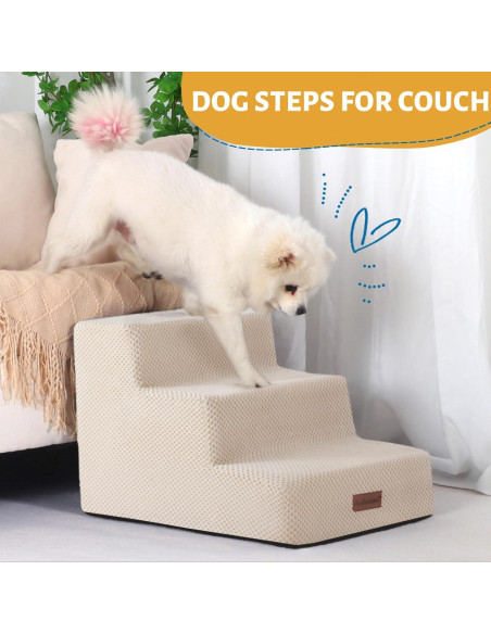 Escalera para Mascotas Antideslizante Aodisman 3 Pasos Beige 34.5 cm