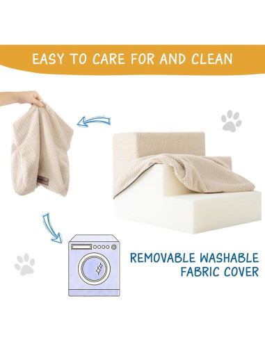 Escalera para Mascotas Antideslizante Aodisman 3 Pasos Beige 34.5 cm