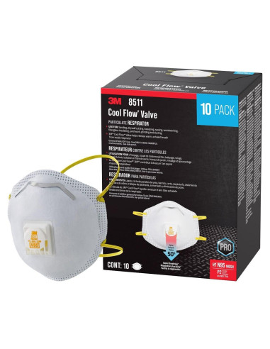 Respirador Particulado 3M N95 8511 con Válvula Cool Flow - Paquete de 10