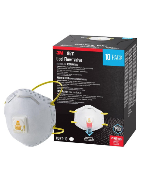 Respirador Particulado 3M N95 8511 con Válvula Cool Flow - Paquete de 10