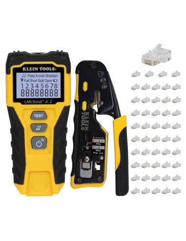 Kit de Prueba de Cable Klein Tools 80072 con Crimpador y Conectores