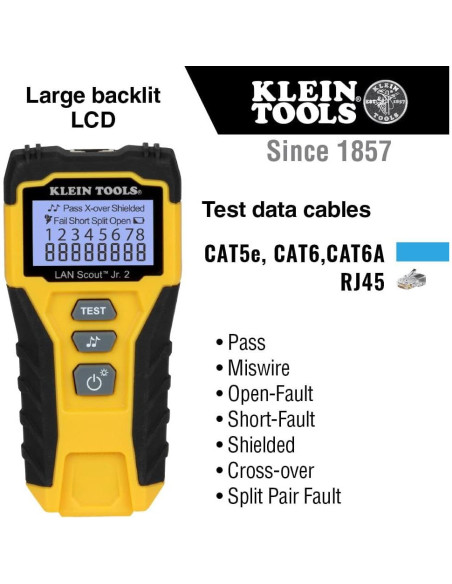 Kit de Prueba de Cable Klein Tools 80072 con Crimpador y Conectores