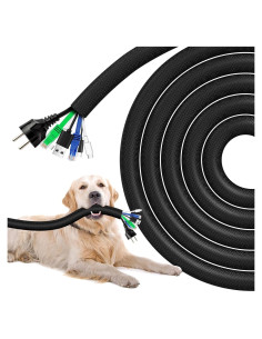 Cubierta de Cable AGPTEK 3m x 3.05cm Negra para Mascotas