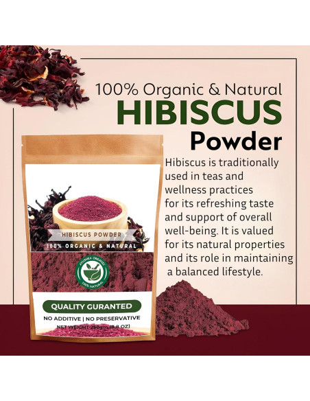 Polvo de Hibisco Ayushka Organic 250g - Cuidado del Cabello y Piel