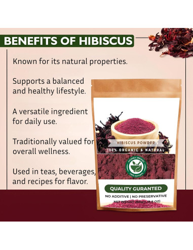 Polvo de Hibisco Ayushka Organic 250g - Cuidado del Cabello y Piel