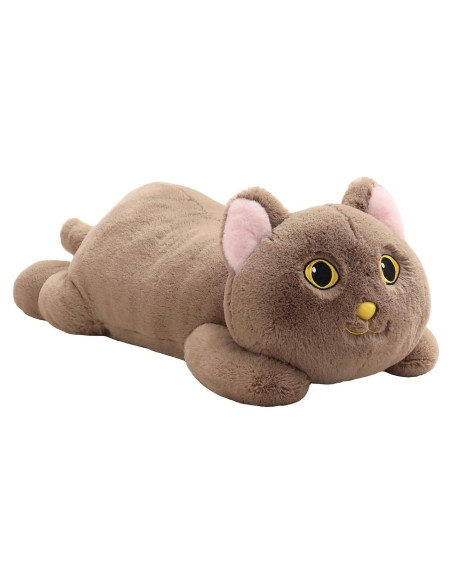 Gato de Peluche Pesado YESGIRL 67 cm Marrón Suave Kawaii