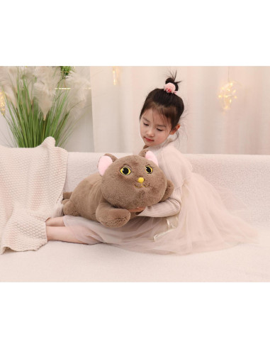 Gato de Peluche Pesado YESGIRL 67 cm Marrón Suave Kawaii