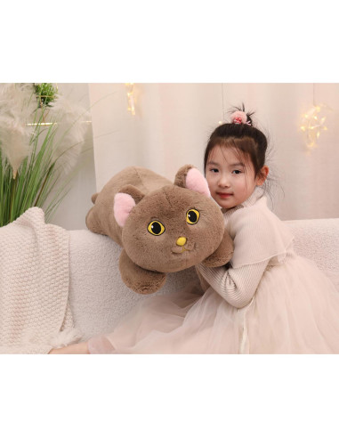 Gato de Peluche Pesado YESGIRL 67 cm Marrón Suave Kawaii