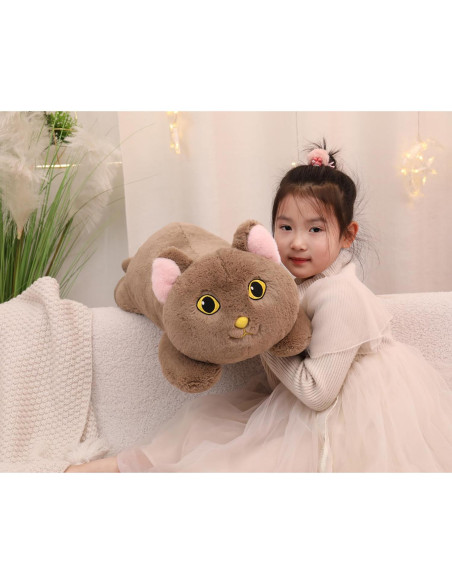 Gato de Peluche Pesado YESGIRL 67 cm Marrón Suave Kawaii