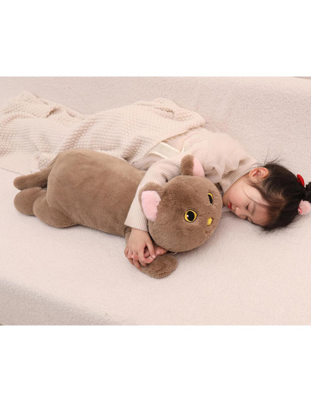Gato de Peluche Pesado YESGIRL 67 cm Marrón Suave Kawaii