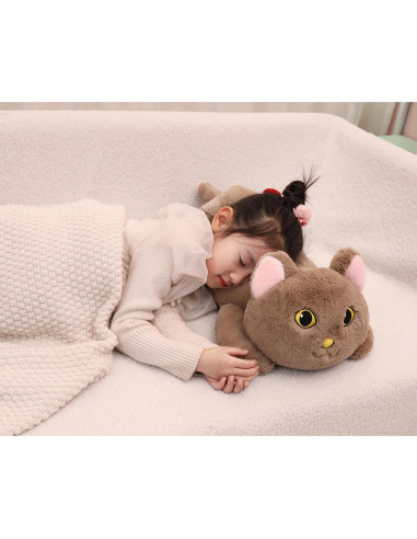 Gato de Peluche Pesado YESGIRL 67 cm Marrón Suave Kawaii