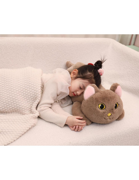 Gato de Peluche Pesado YESGIRL 67 cm Marrón Suave Kawaii