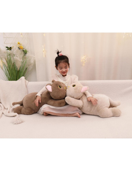 Gato de Peluche Pesado YESGIRL 67 cm Marrón Suave Kawaii