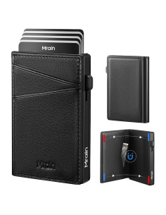 Billetera Slim de Cuero Premium Mrain con Bloqueo RFID - Negro