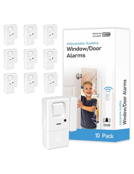 Alarmas Inalámbricas de Puerta y Ventana Rosmila - Paquete de 10 Alarmas Inalámbricas de Puerta y Ventana Rosmila - Paquete de 10
