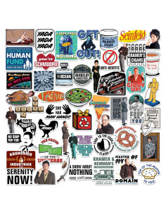 Set de 50 Stickers Deluxe de Vinilo Seinfeld - Resistente y Colorido