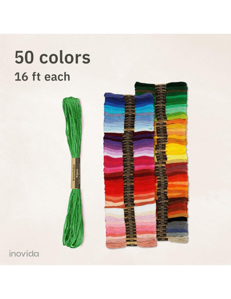 Juego de Hilos de Bordado Inovida - 50 Colores 4.88m