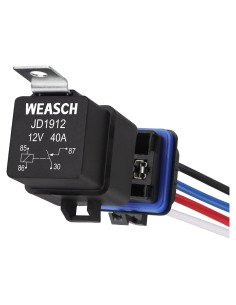 Kit de Relé Impermeable Weasch 12V 40A 4 Pines Cobre 14 AWG