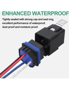 Kit de Relé Impermeable Weasch 12V 40A 4 Pines Cobre 14 AWG 2