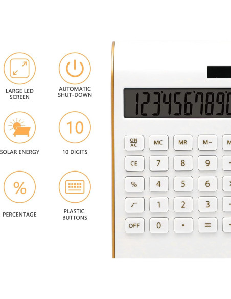 Calculadora Solar Sportsvoutdoors BH 10 Dígitos LCD Blanca