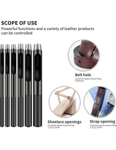 Juego de 6 Perforadores de Agujeros de Cuero AsonTao 1.5-5mm 2