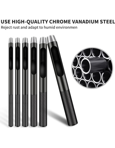 Juego de 6 Perforadores de Agujeros de Cuero AsonTao 1.5-5mm