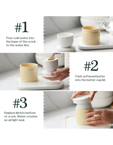 Crock de Mantequilla DOWAN Mason Beige con Tapa - 170g